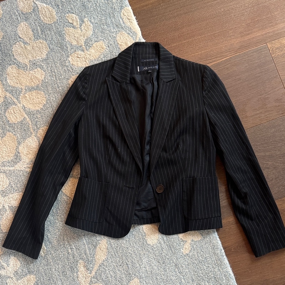 Anne Klein Women's Black Pinstripe Blazer